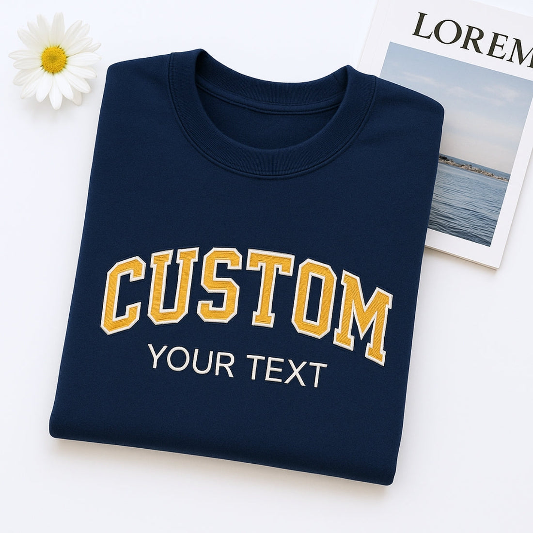 Varsity Custom Embroidered Sweatshirt - Personalized Text Pullover Gift