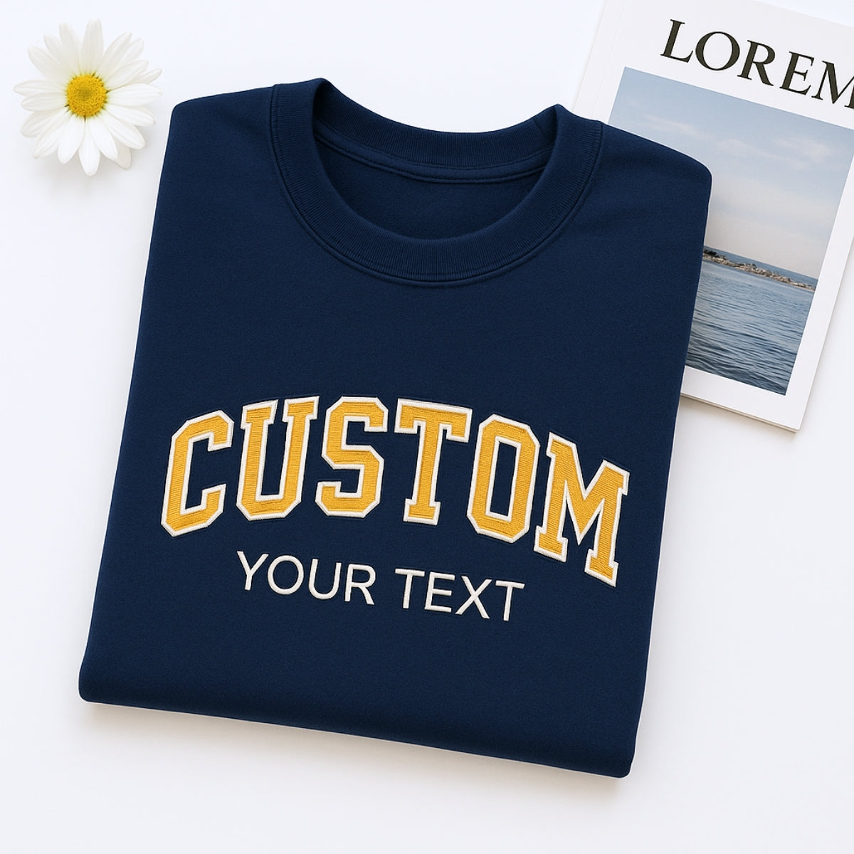 Varsity Custom Embroidered Sweatshirt - Personalized Text Pullover Gift