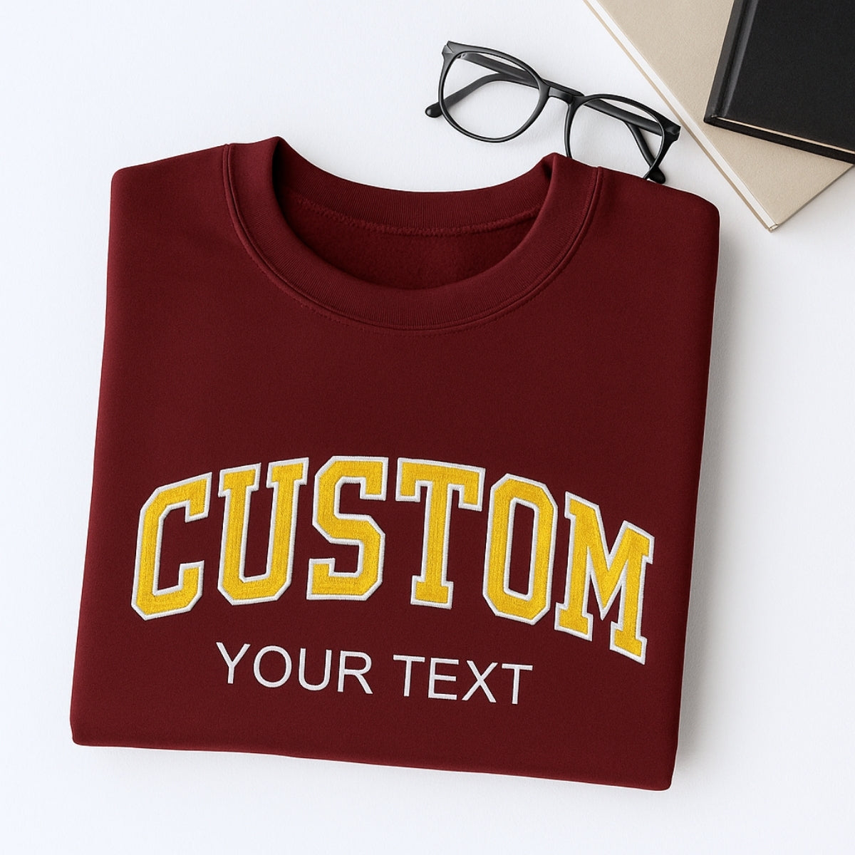 Varsity Custom Embroidered Sweatshirt - Personalized Text Pullover Gift