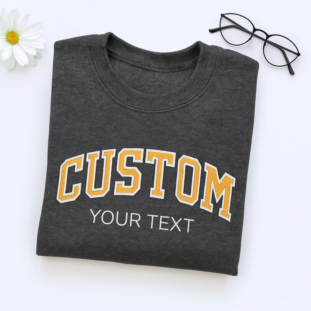 Varsity Custom Embroidered Sweatshirt - Personalized Text Pullover Gift