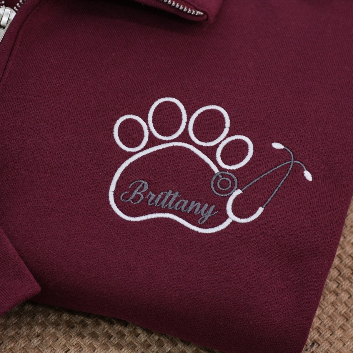 Veterinarian Custom Embroidered Quarter-Zip - Personalized Vet Tech Gift