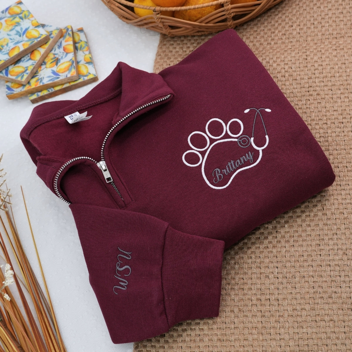 Veterinarian Custom Embroidered Quarter-Zip - Personalized Vet Tech Gift