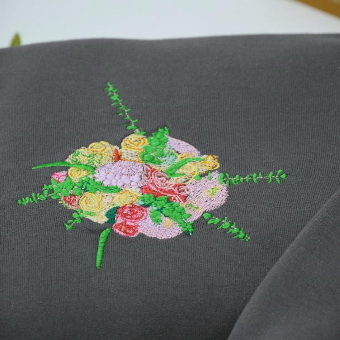 Wedding Bouquet Custom Embroidered Hoodie - Personalized Bride Wedding Date Keepsake