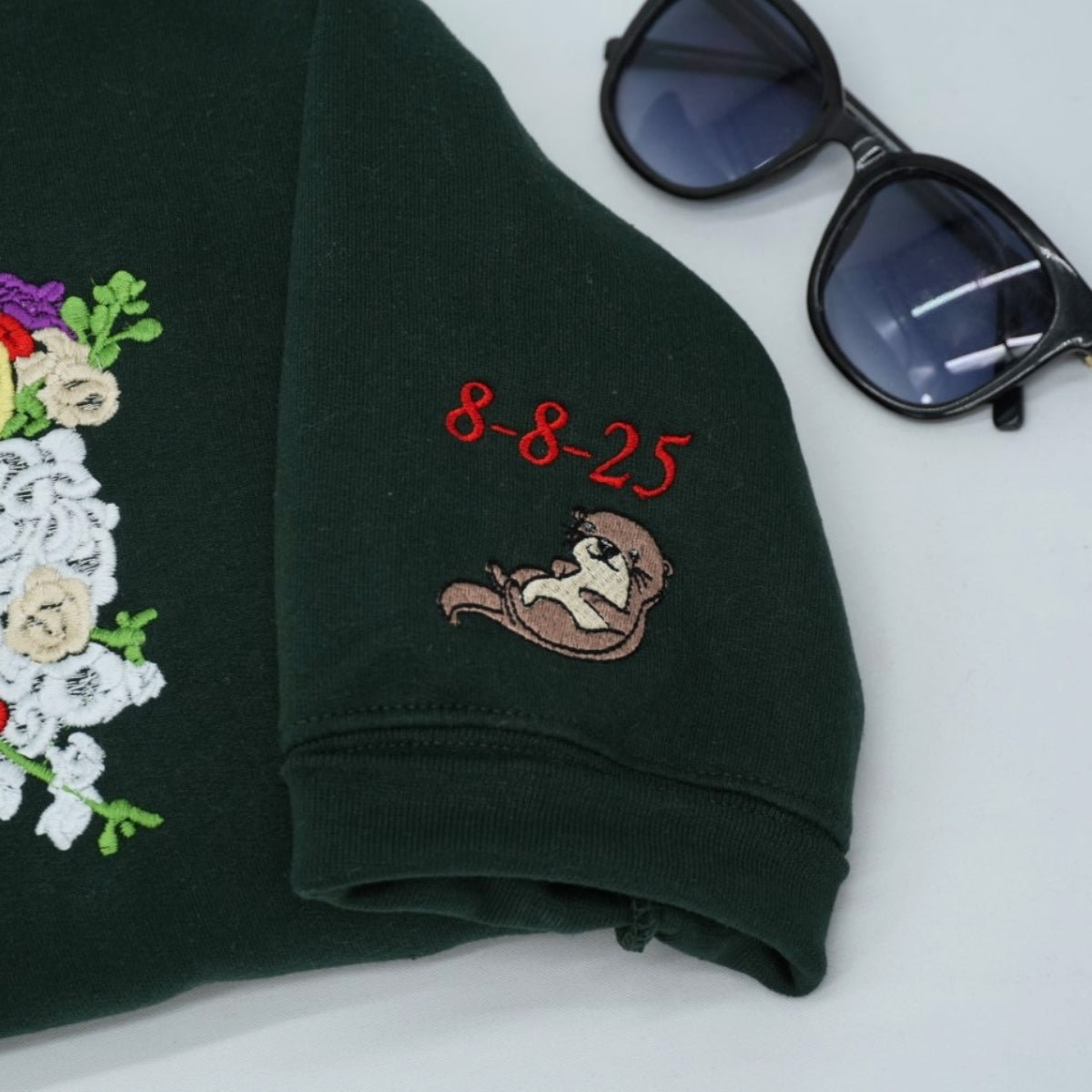 Wedding Bouquet Custom Embroidered Hoodie - Personalized Bride Wedding Date Keepsake 2