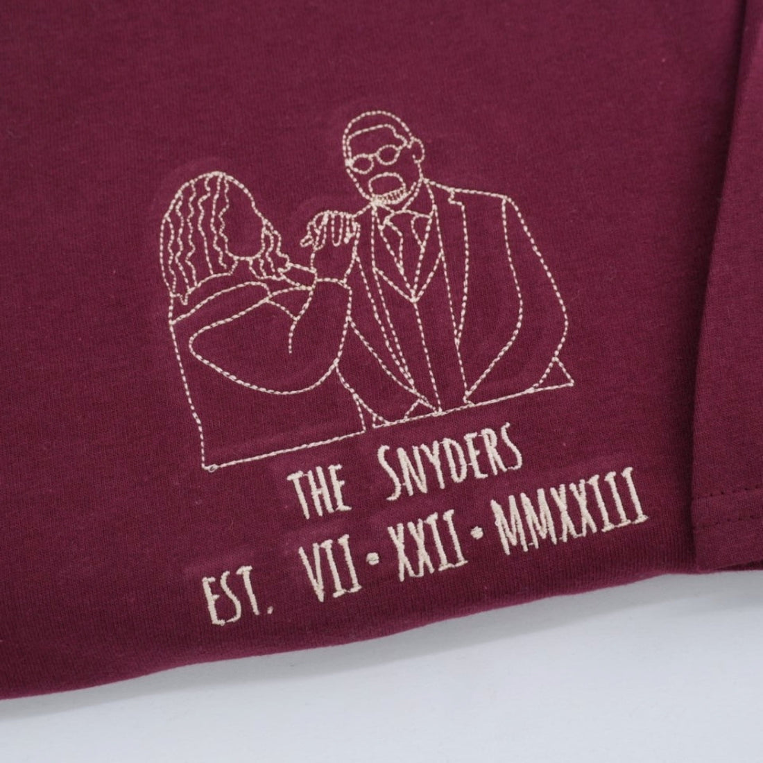 Wedding Photo Custom Embroidered Hoodie - Line Art Anniversary Gift Sweatshirt