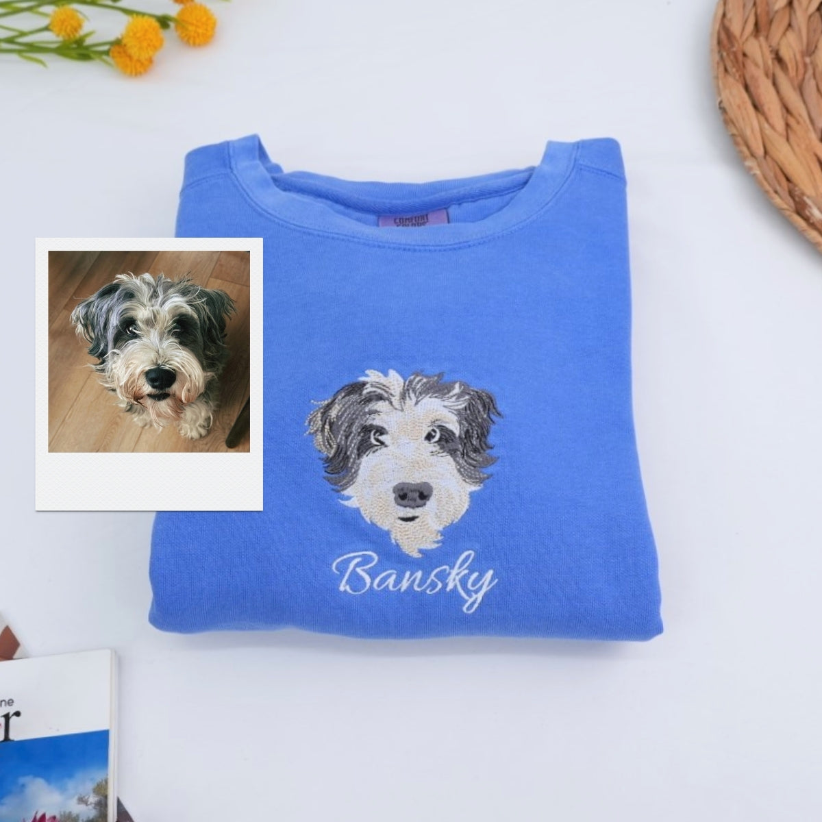 Custom Dog Cat Portrait Sweatshirt - Pet Face Embroidered Hoodie - Multiple Pet Parent Gift