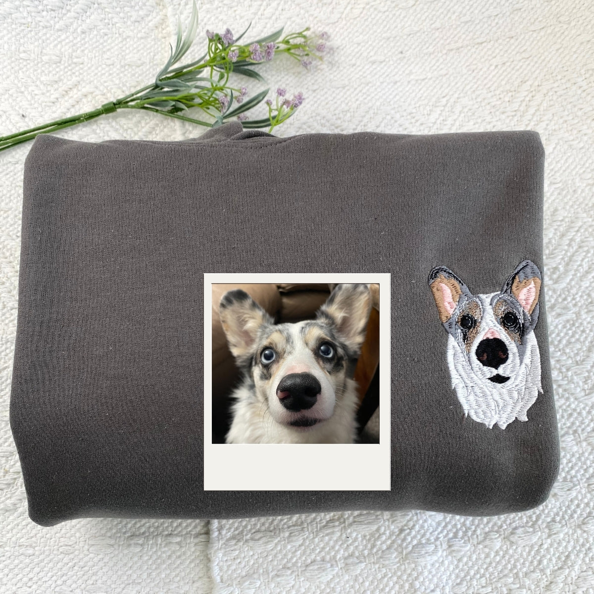 Custom Dog Mom Hoodies - Pet Portrait Embroidered Sweatshirts - Personalized Dog Lover Gift