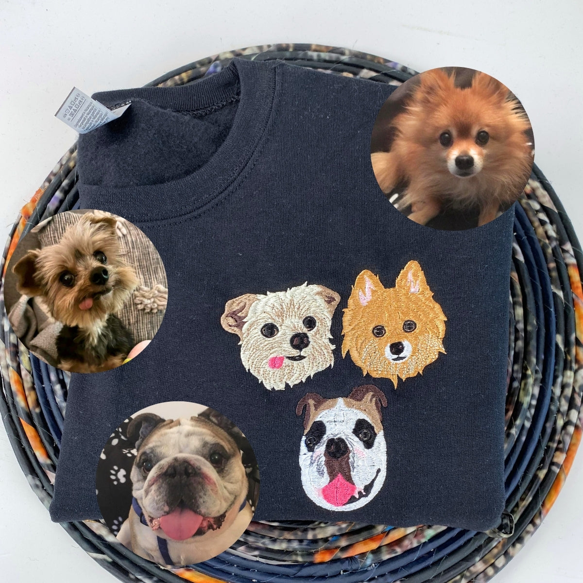 Custom Dog Portrait Sweatshirts - Personalized Pet Embroidery Hoodies - Dog Lover Gift