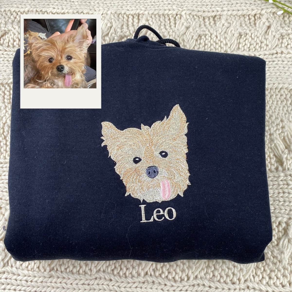 Custom Embroidery Dog Hoodies - Personalized Pet Portrait Sweatshirts - Premium Dog Mom Gift