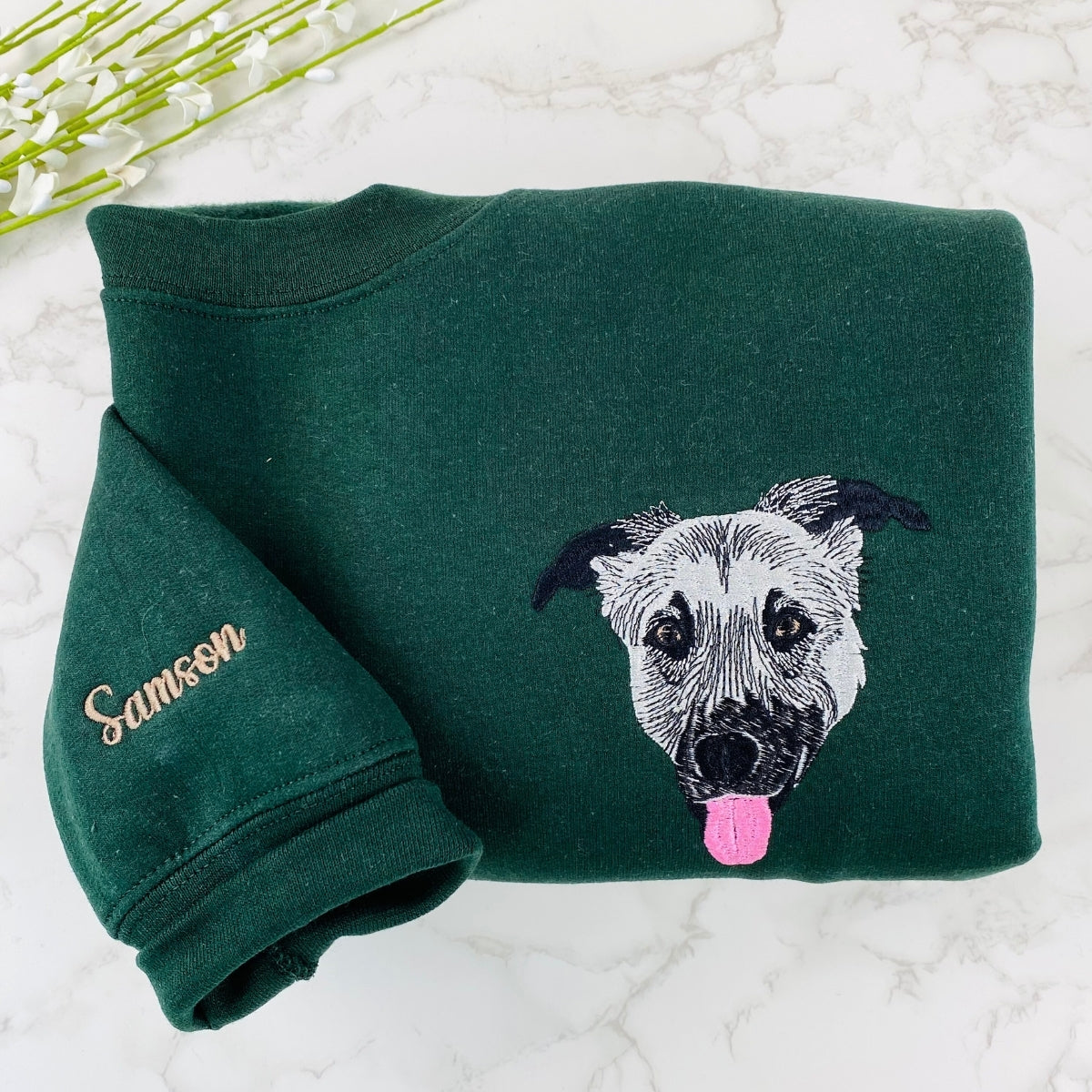 Custom Embroidery Dog Hoodies - Personalized Pet Portrait Sweatshirts - Premium Dog Mom Gift