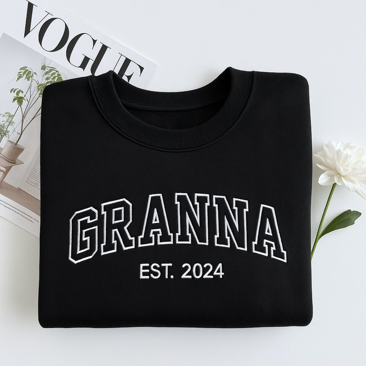 Custom Grandma Hoodie - Grandchildren Names Embroidered Sleeve - Varsity Style Gift