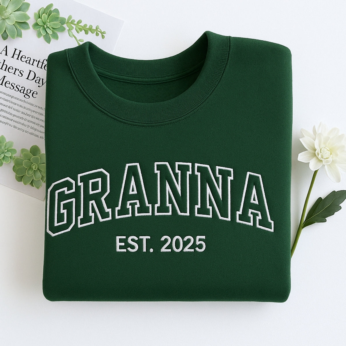 Custom Grandma Hoodie - Grandchildren Names Embroidered Sleeve - Varsity Style Gift