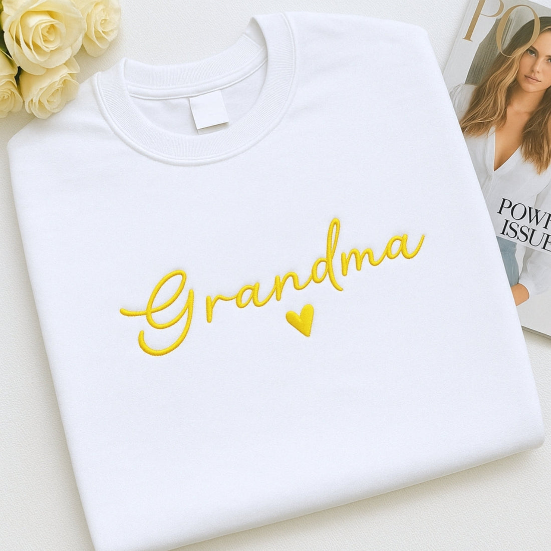 Custom Grandma Sweatshirt - Personalised EST Embroidered - Grandchildren Names Gift