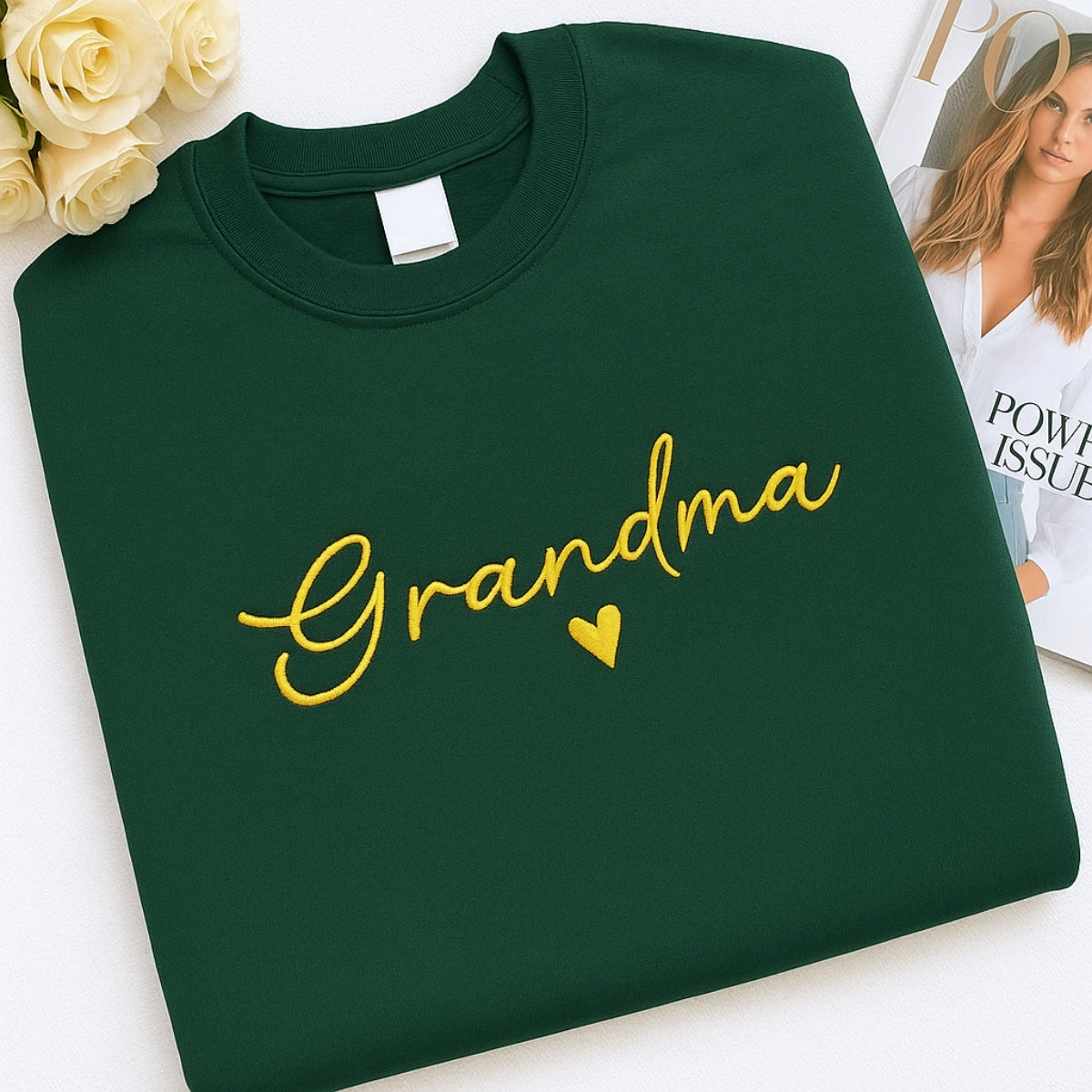 Custom Grandma Sweatshirt - Personalised EST Embroidered - Grandchildren Names Gift