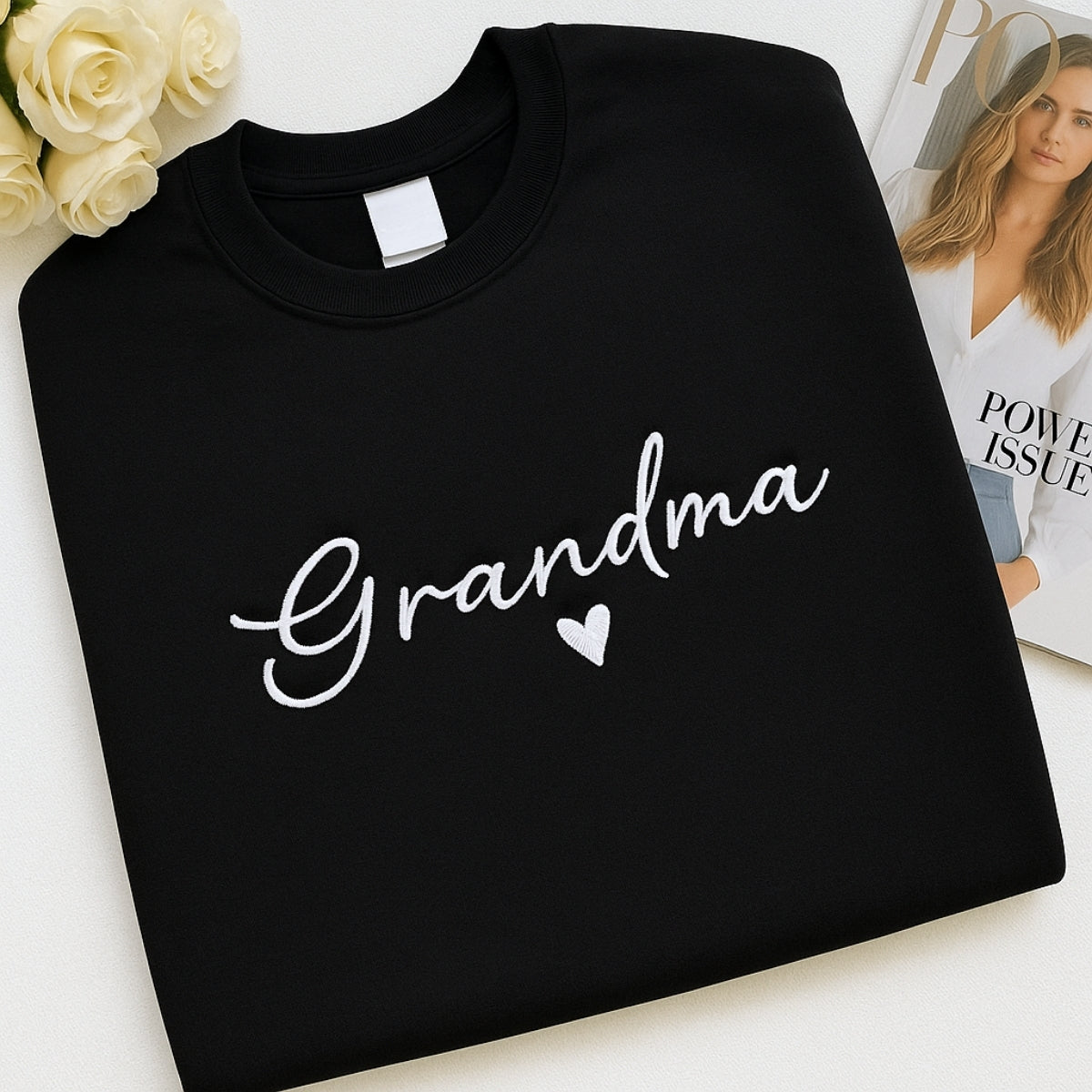 Custom Grandma Sweatshirt - Personalised EST Embroidered - Grandchildren Names Gift