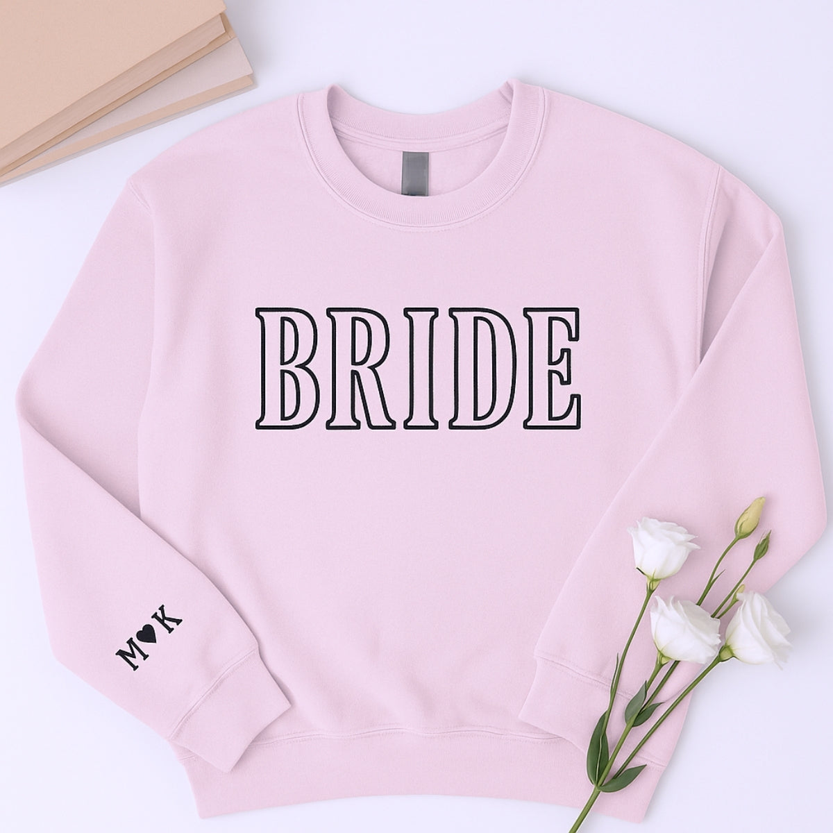 Custom Initials Bride Sweatshirt - Personalised Wedding Embroidered Apparel - Perfect Bridal Gift