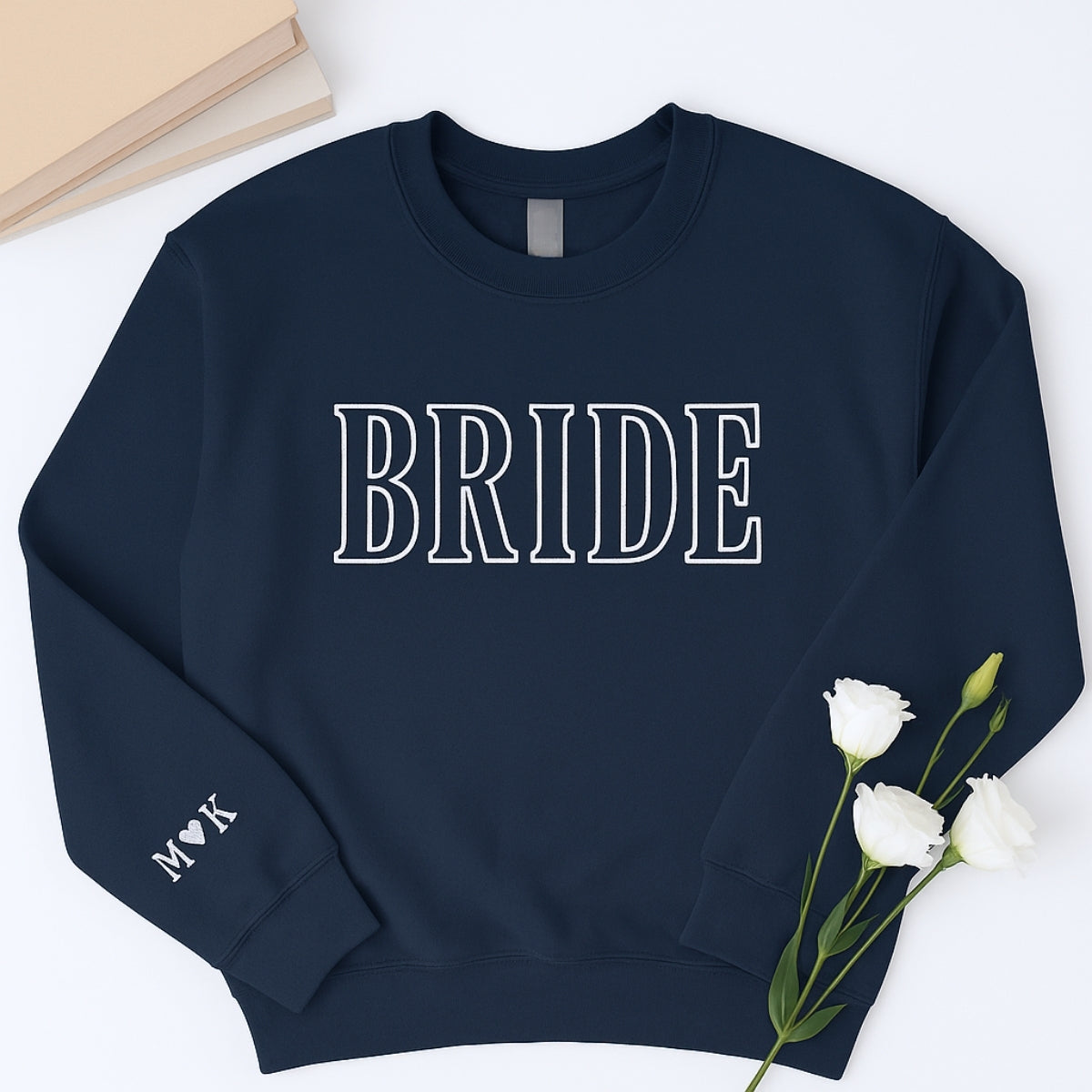 Custom Initials Bride Sweatshirt - Personalised Wedding Embroidered Apparel - Perfect Bridal Gift