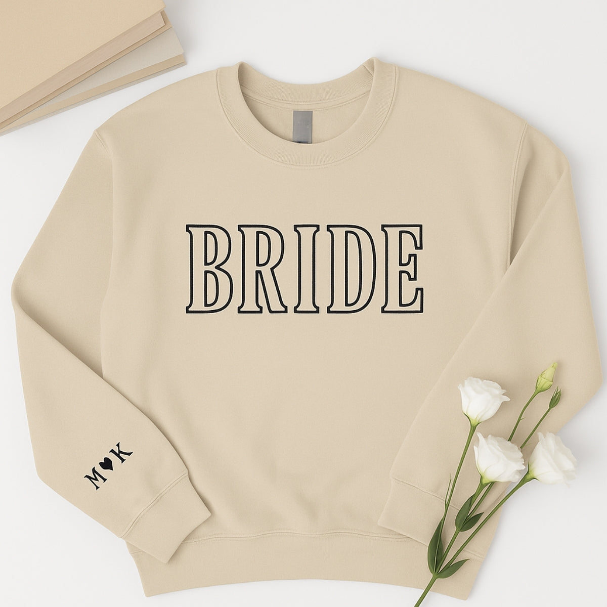 Custom Initials Bride Sweatshirt - Personalised Wedding Embroidered Apparel - Perfect Bridal Gift