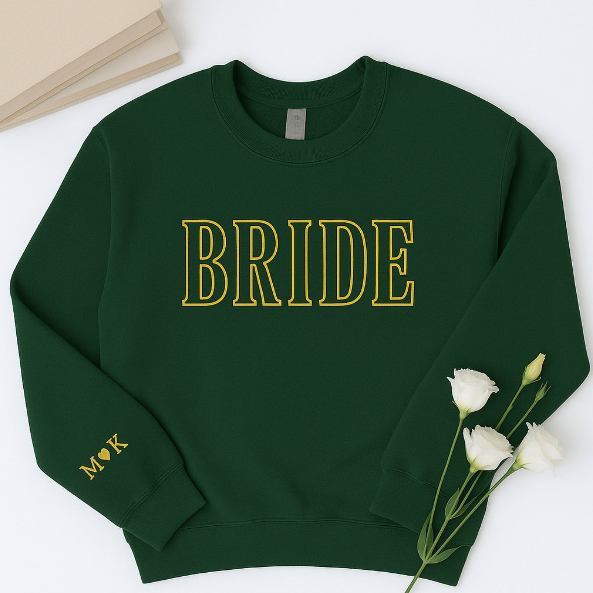 Custom Initials Bride Sweatshirt - Personalised Wedding Embroidered Apparel - Perfect Bridal Gift