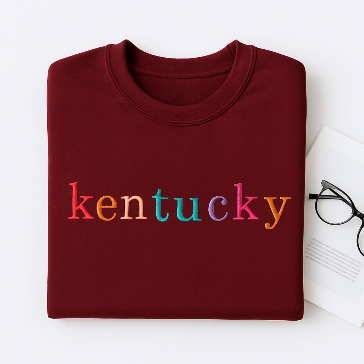 Custom Kentucky State Sweatshirt - Colorful Embroidered Letters - Perfect College Gift