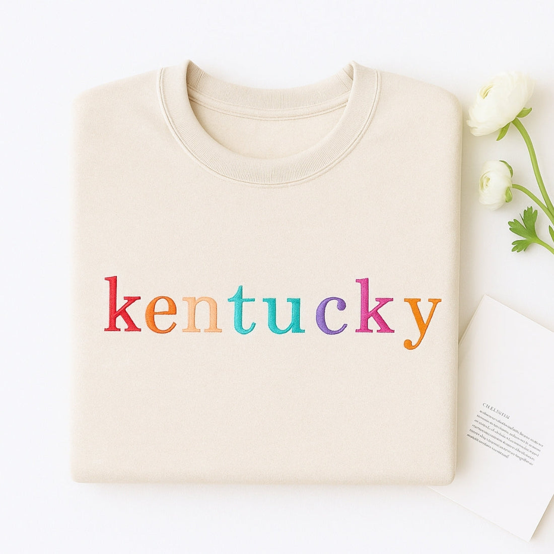 Custom Kentucky State Sweatshirt - Colorful Embroidered Letters - Perfect College Gift