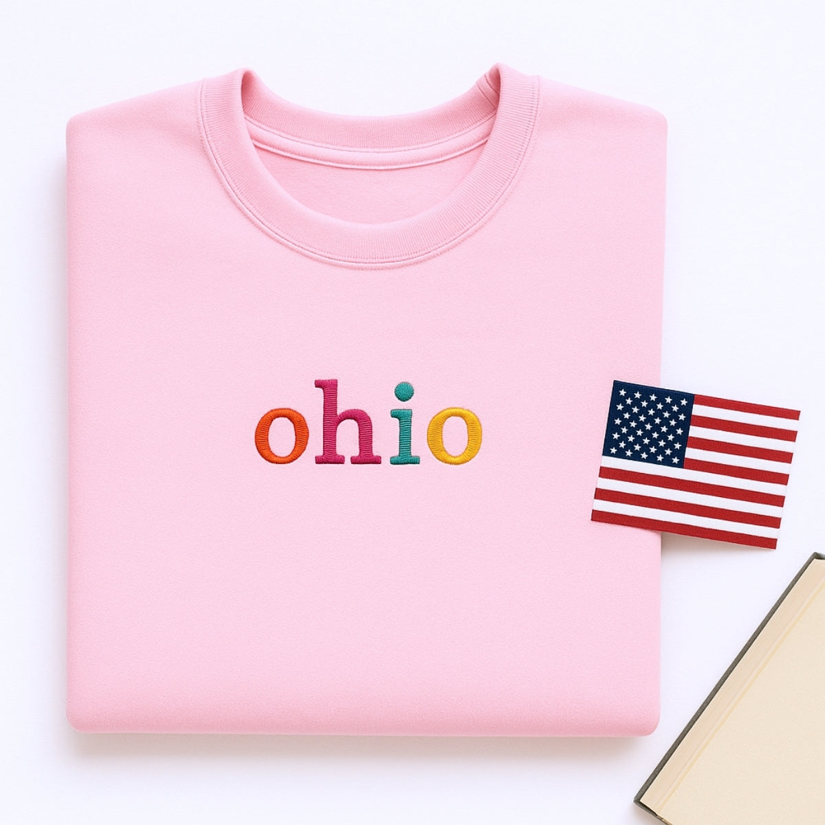 Custom Ohio State Sweatshirt - Rainbow Embroidered Letters - Buckeye State Pride Gift