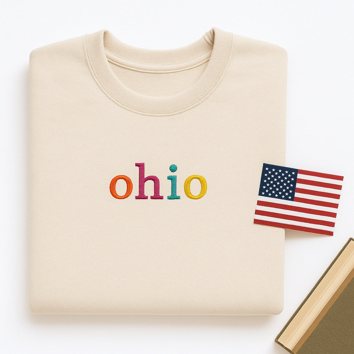 Custom Ohio State Sweatshirt - Rainbow Embroidered Letters - Buckeye State Pride Gift