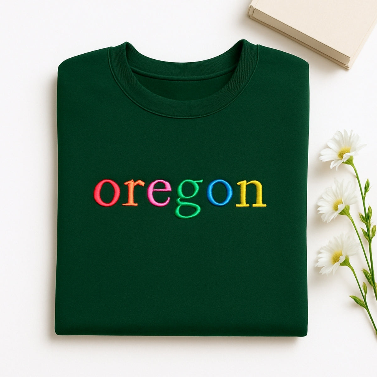 Custom Oregon State Sweatshirt - Rainbow Embroidered Letters - Pacific Northwest Pride Gift