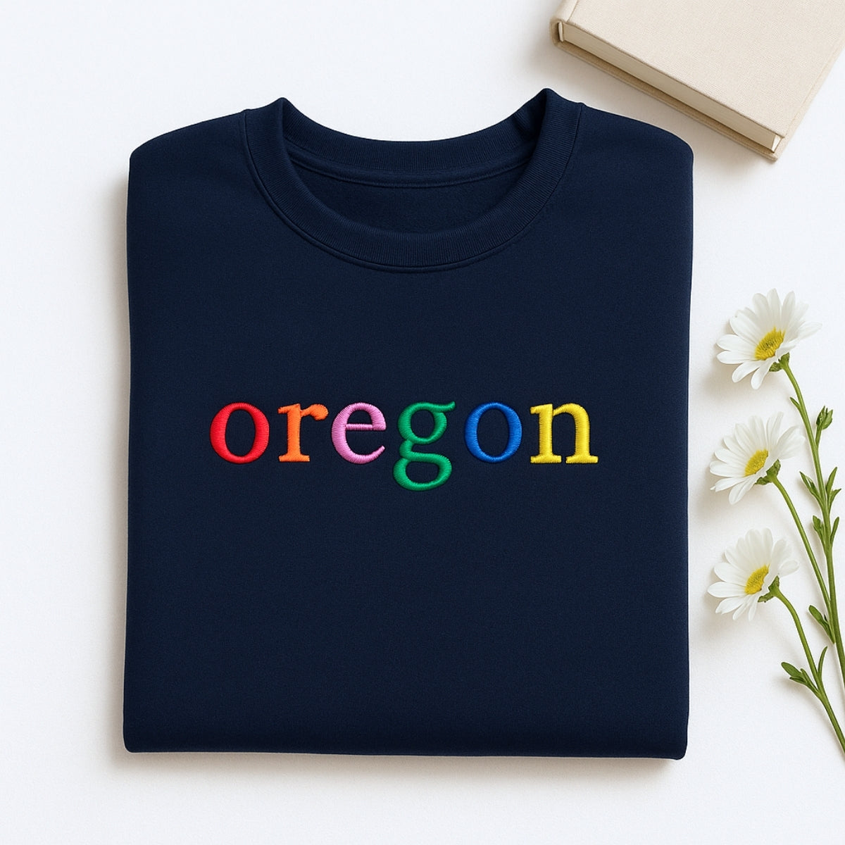 Custom Oregon State Sweatshirt - Rainbow Embroidered Letters - Pacific Northwest Pride Gift