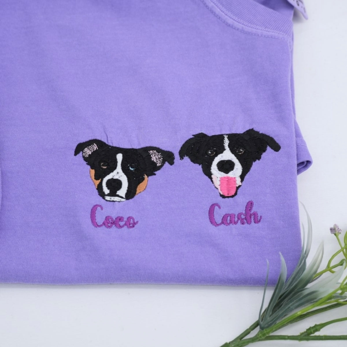 Custom Pet Name T-Shirts - Dog Lover Embroidered Shirts - Personalized Pet Parent Gift
