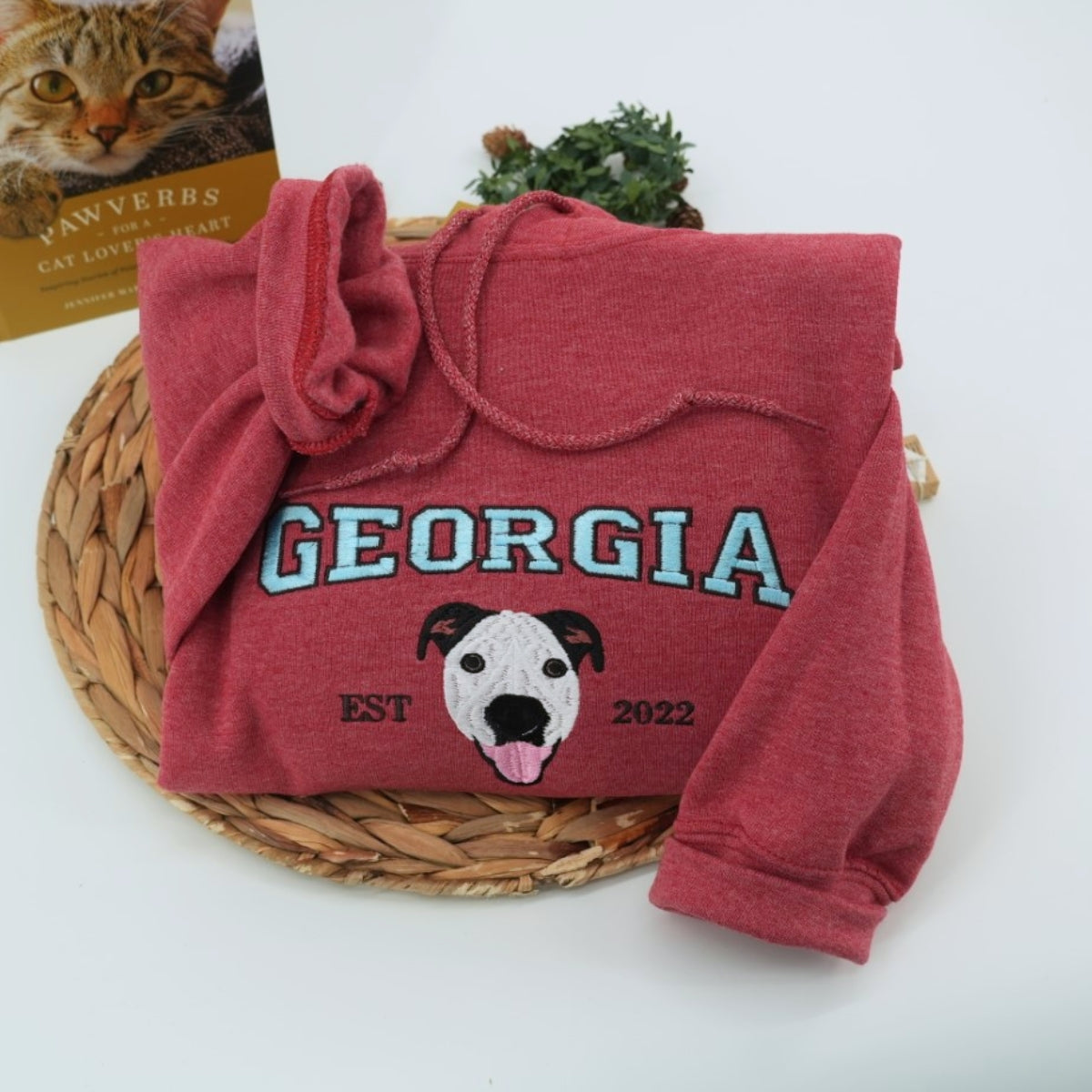 Custom Pet Portrait Embroidered Hoodies - Personalized Varsity Dog Face Sweatshirts - Perfect Pet Parent Gift