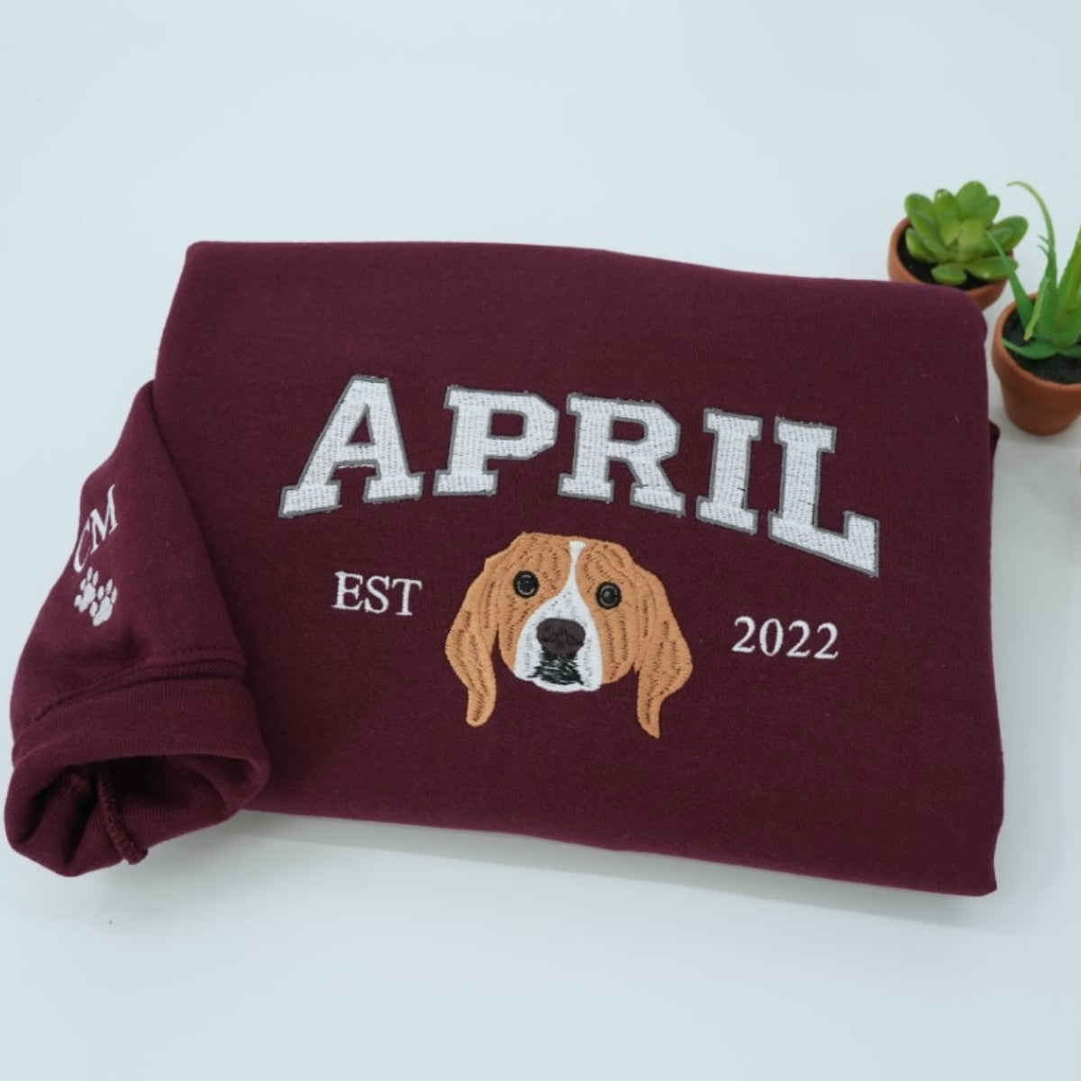 Custom Pet Portrait Hoodies - Varsity Style Dog Cat Face Embroidered Sweatshirts with Names - Premium Pet Lover Gift