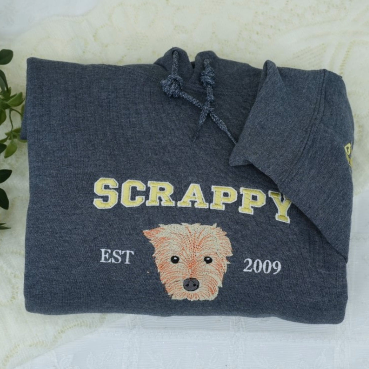 Custom Pet Portrait Hoodies - Varsity Style Dog Cat Face Embroidered Sweatshirts with Names - Premium Pet Lover Gift