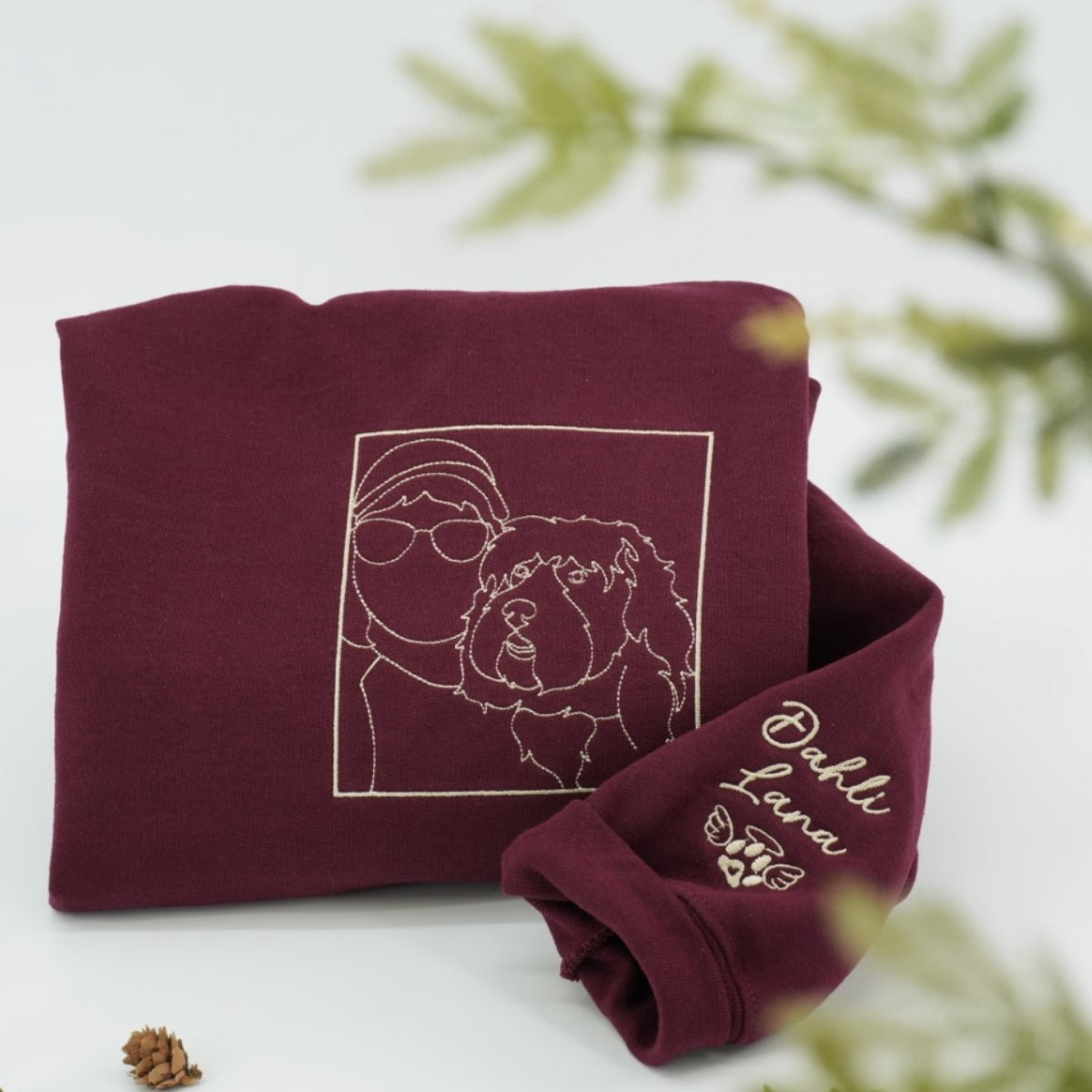 Custom Pet Portrait Sweatshirts - Dog Line Art Embroidered Shirts - Personalized Dog Lover Gift