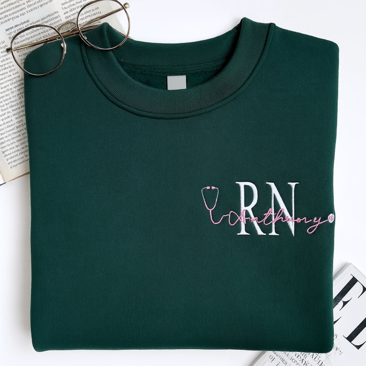 Custom RN Hoodies - Personalised Registered Nurse Embroidered Sweaters - RN Gift
