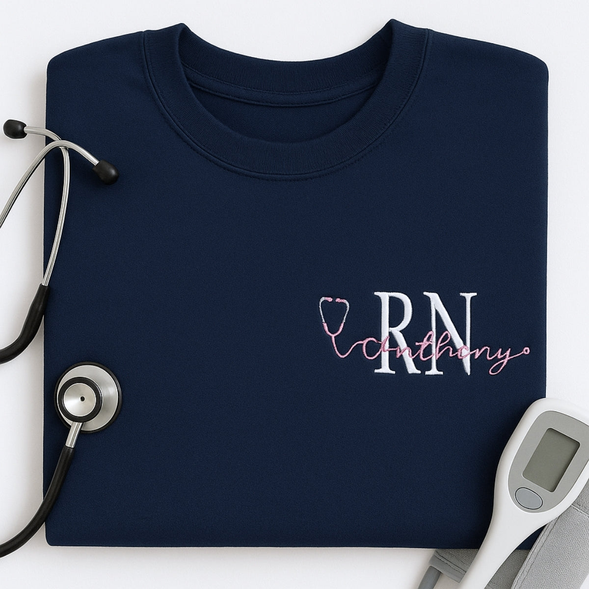 Custom RN Hoodies - Personalised Registered Nurse Embroidered Sweaters - RN Gift