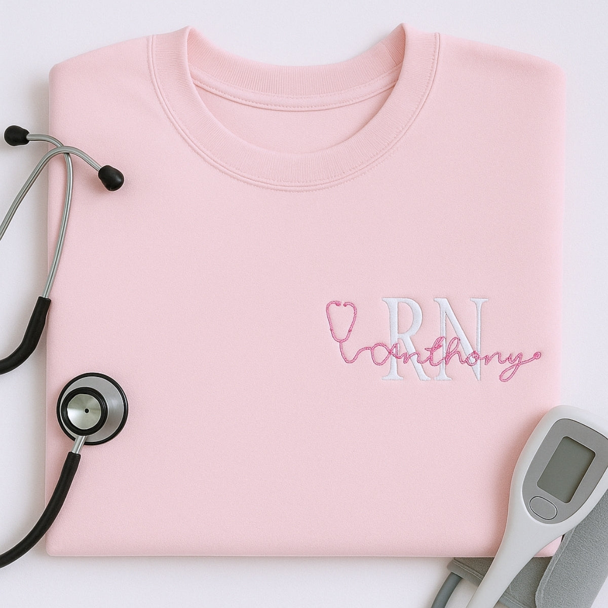 Custom RN Hoodies - Personalised Registered Nurse Embroidered Sweaters - RN Gift