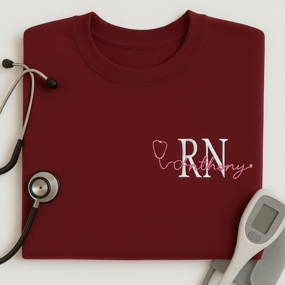 Custom RN Hoodies - Personalised Registered Nurse Embroidered Sweaters - RN Gift