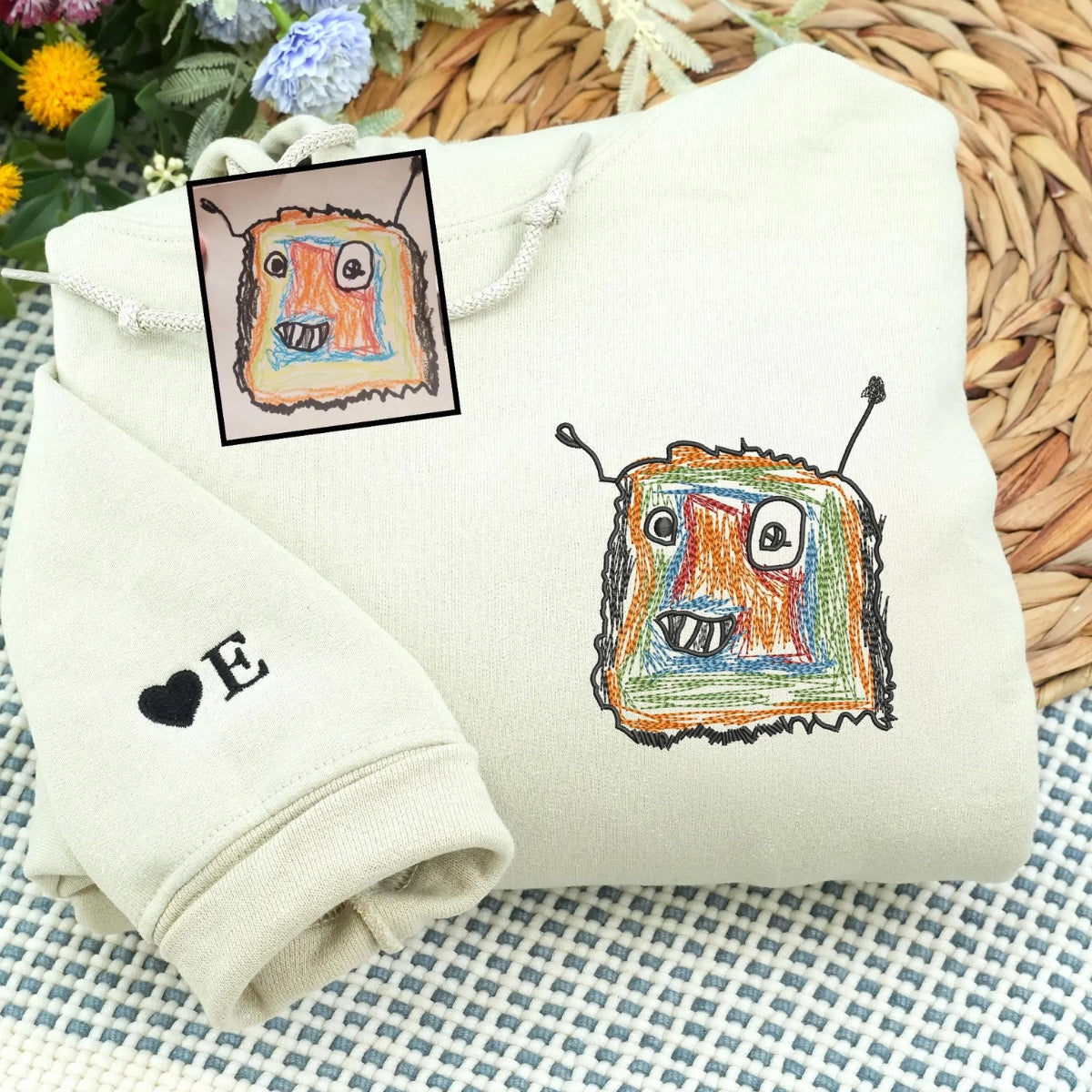 Child Drawing Custom Embroidered Sweatshirt - Personalized Kids Artwork Family Keepsake