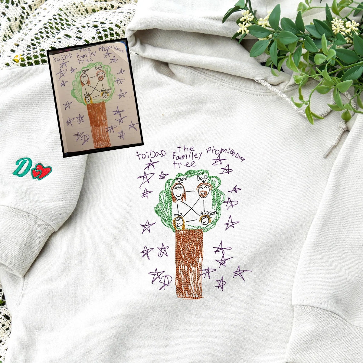 Child Drawing Custom Embroidered Sweatshirt - Personalized Kids Artwork Family Keepsake