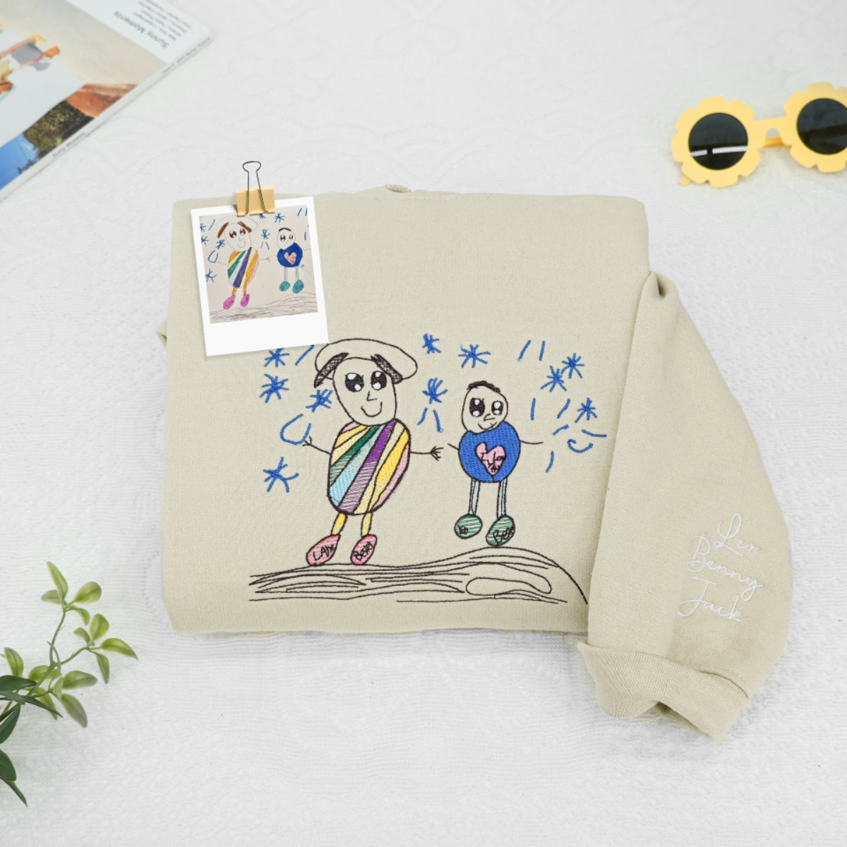 Child Drawing Custom Embroidered Sweatshirt - Personalized Kids Artwork Family Keepsake