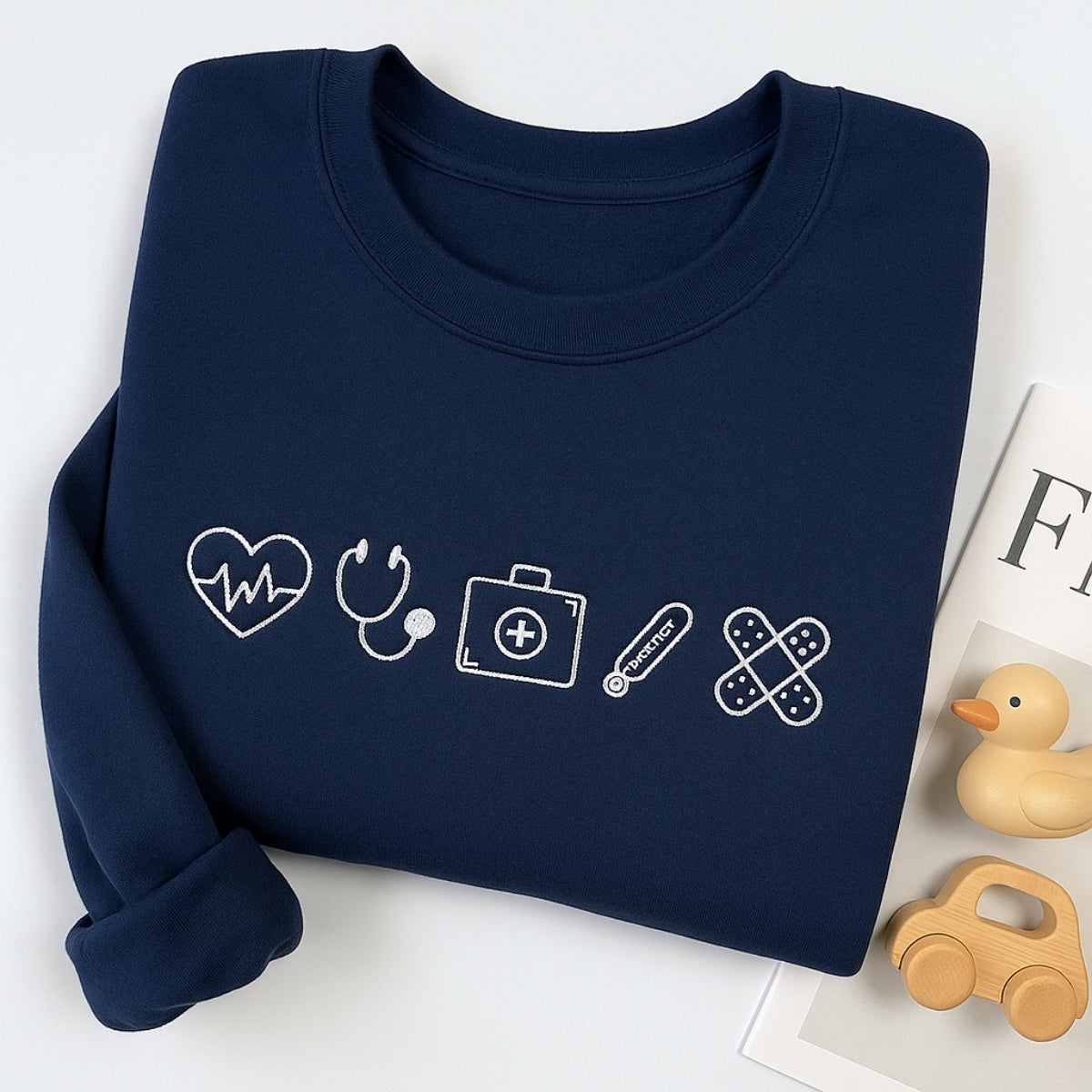 Medical Symbols Custom Embroidered Hoodie - Healthcare Worker Sweatshirt - Personalized Nurse Gift