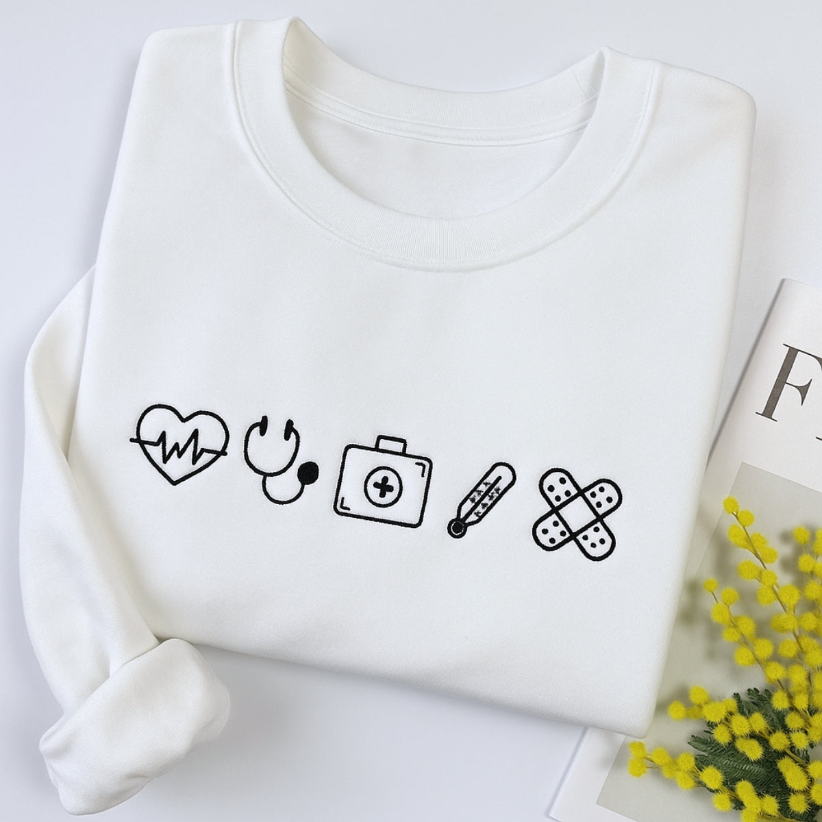 Cute Medical Symbols Hoodies - Healthcare Worker Embroidered Sweaters - Nurse Gift