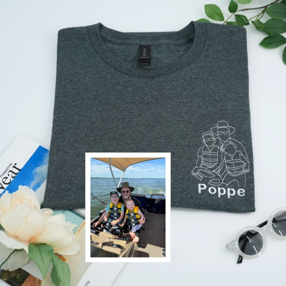 Dad Baby Custom Embroidered T-Shirt - Father Child Matching Shirt - Personalized New Dad Gift