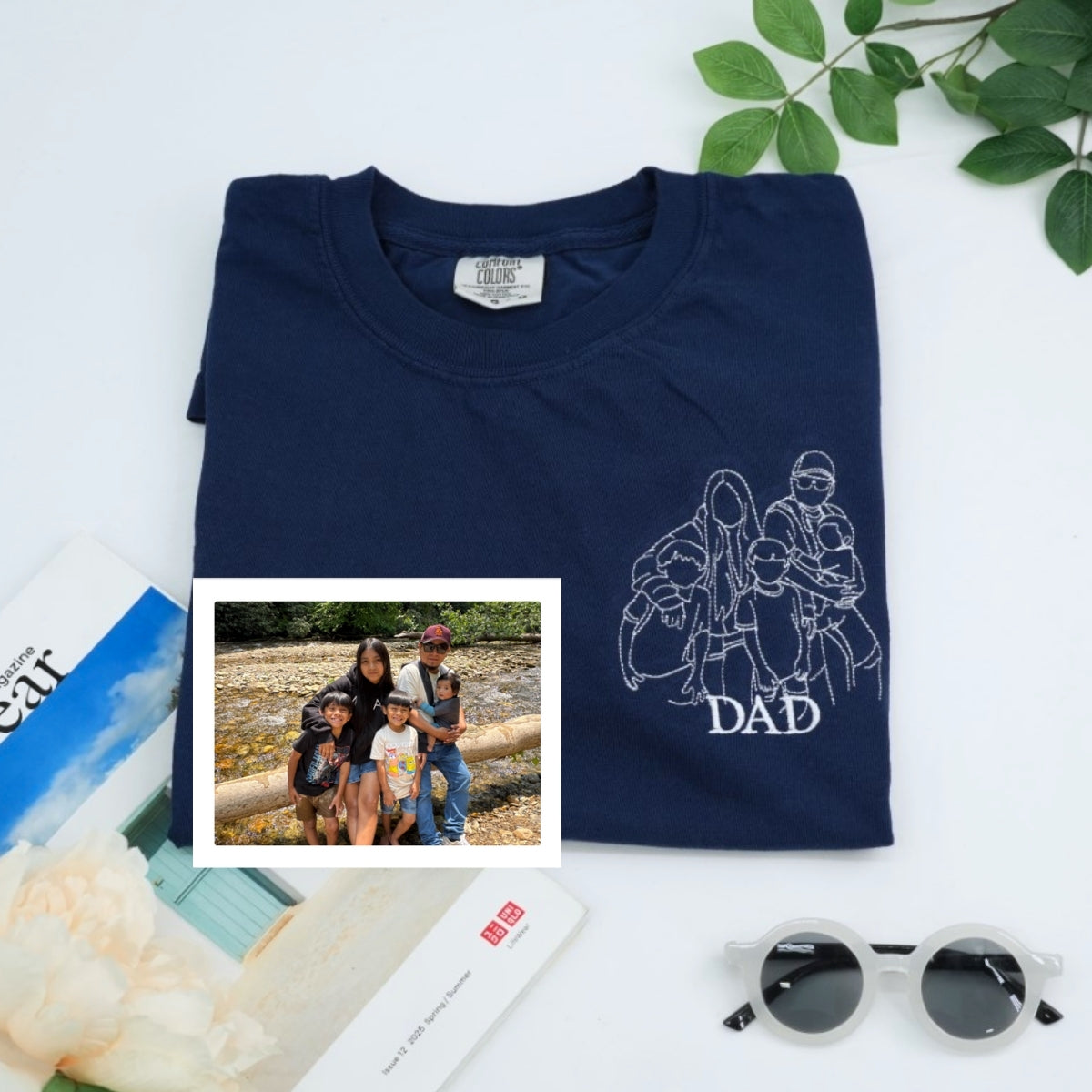 Dad Baby Custom Embroidered T-Shirt - Father Child Matching Shirt - Personalized New Dad Gift