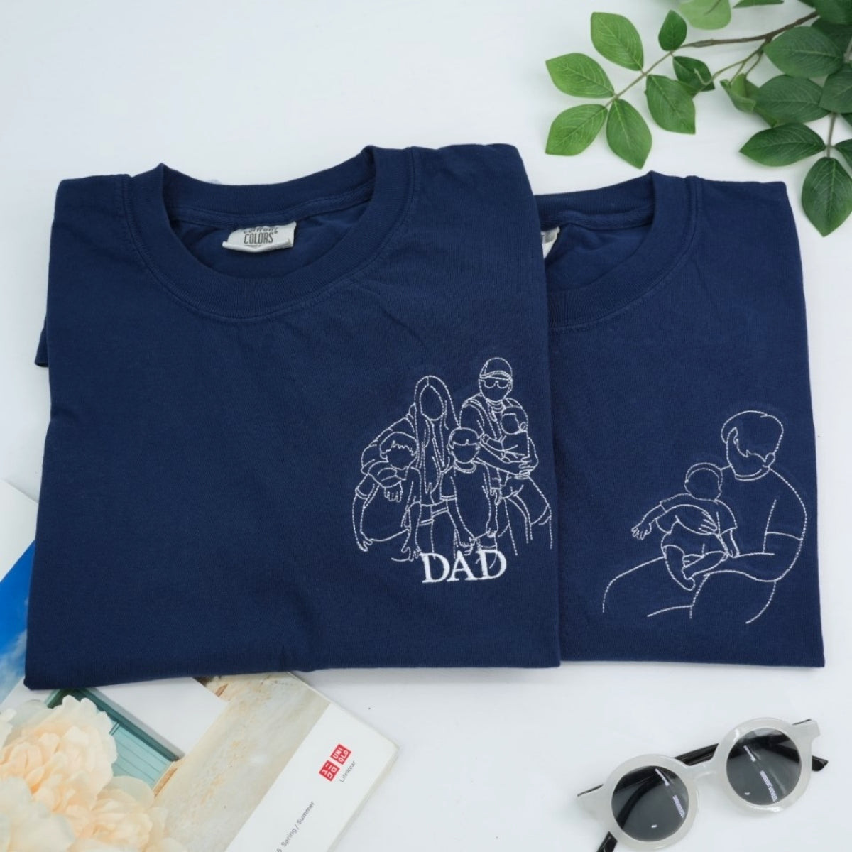 Dad Baby Custom Embroidered T-Shirt - Father Child Matching Shirt - Personalized New Dad Gift