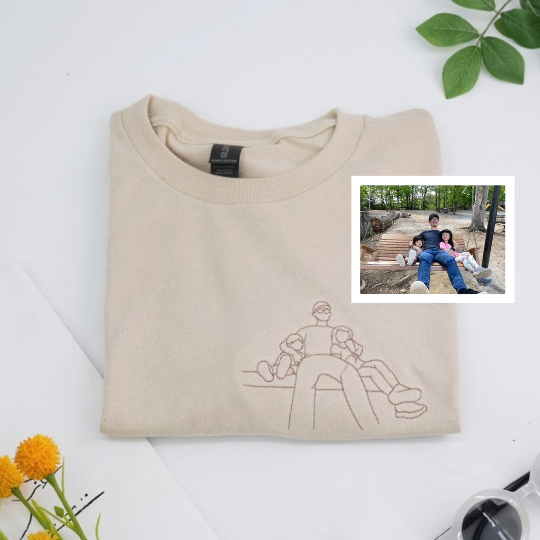 Dad Kids Cuddle Custom Embroidered T-Shirt - Family Snuggle Shirt - Personalized Father's Day Gift