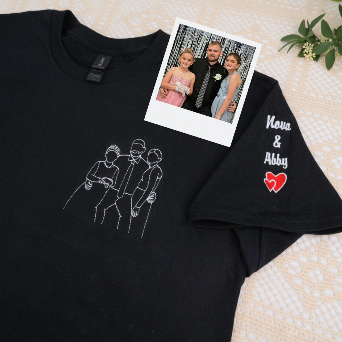 Dad Kids Cuddle Custom Embroidered T-Shirt - Family Snuggle Shirt - Personalized Father's Day Gift