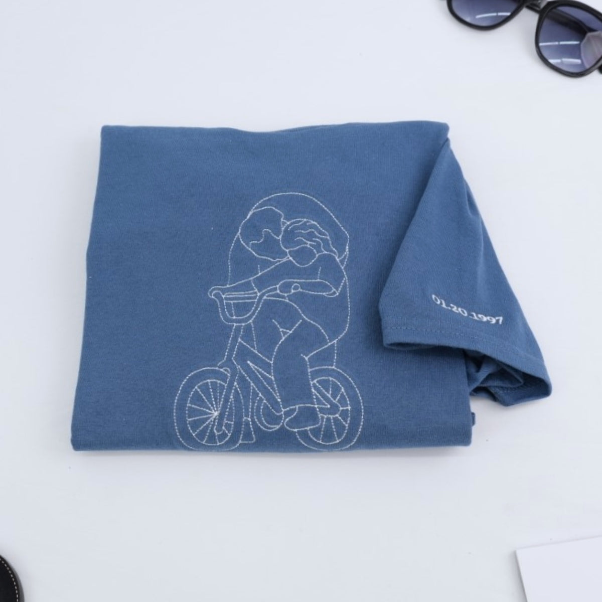 Dad Kids Cuddle Custom Embroidered T-Shirt - Family Snuggle Shirt - Personalized Father's Day Gift