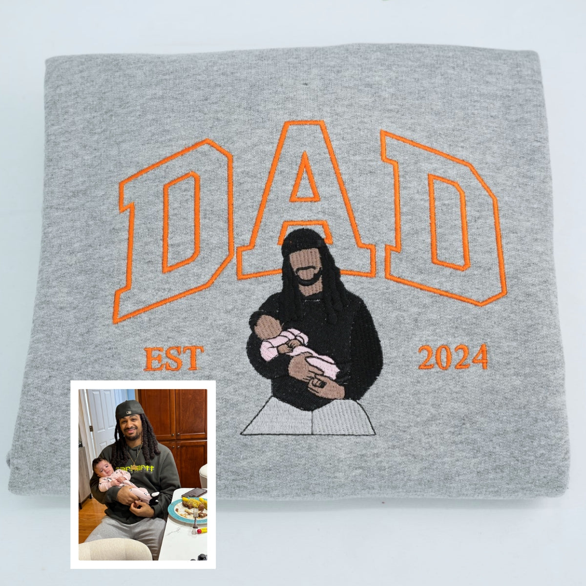 Dad Daughter Custom Embroidered Hoodie - Personalized Father Sweatshirt - Perfect Father's Day Gift